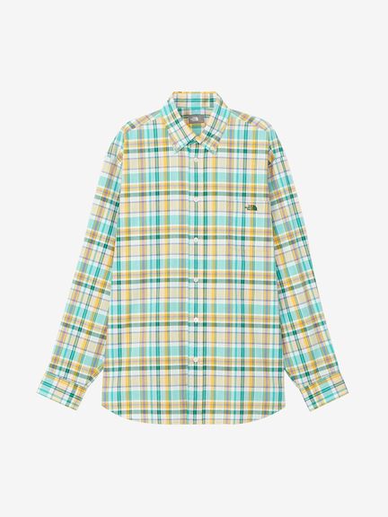 ザ・ノース・フェイス（THE NORTH FACE）ロングスリーブマドラスシャツ（MADRAS SHIRT） NR12431 カラー：ガイザーアクア×サミットゴールド