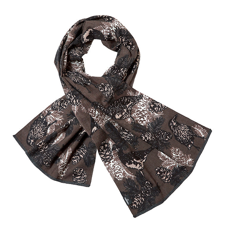 CHAORAS スポーツてぬぐい / ライチョウ＆ホシガラス セピア