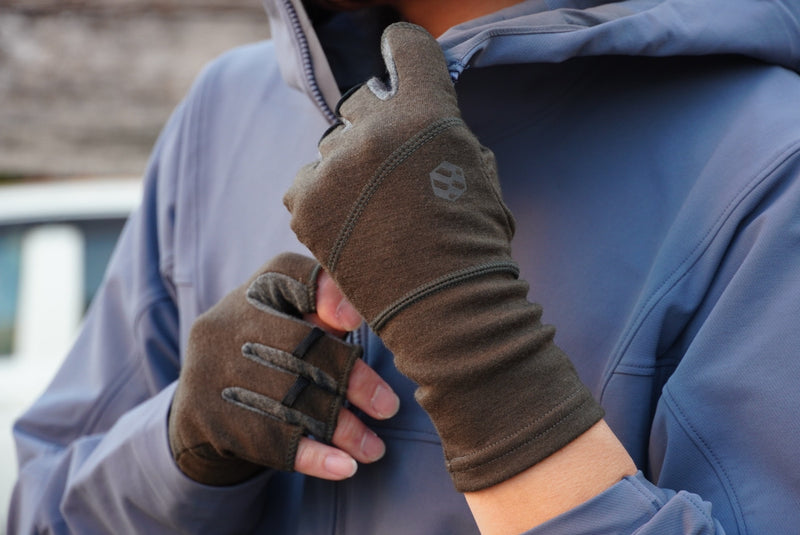 ハンズオングリップ　Hobo 1J　モスグリーン　グレー　着用画像