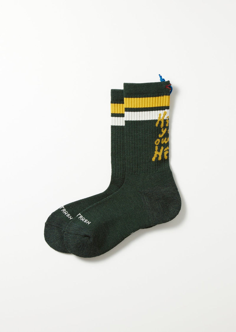 ハイカートラッシュ H.Y.O.H HIKE TREK CREW　DGN / YEL / WHT　正面