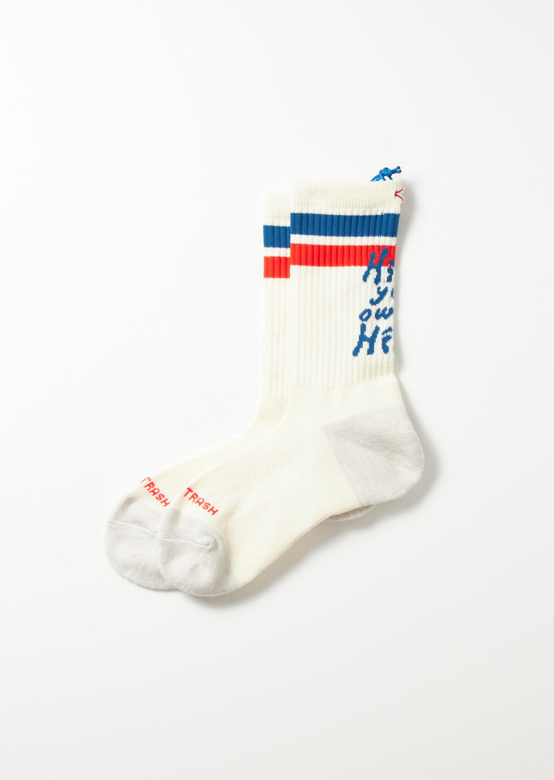 ハイカートラッシュ H.Y.O.H HIKE TREK CREW　WHT / BLU / RED　正面