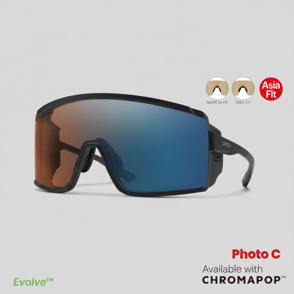 SMITH Pursuit Matte Black AsiaFit (CP Glacier Photochromic Copper Blue Mirror/Clear) 205001840
