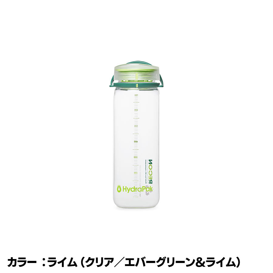 ハイドラパック（Hydrapak） リーコン ツイスト & シップ 750ml BR01E  カラー：ライム（クリア／エバーグリーン＆ライム）