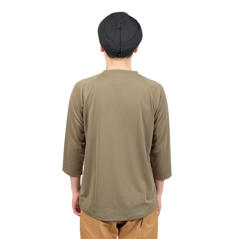 アクシーズクインエレメンツ（AXESQUIN ELEMENTS） キュプラ混のクォータースリーブTシャツ 21048  カラー：O22オリーブ鼠