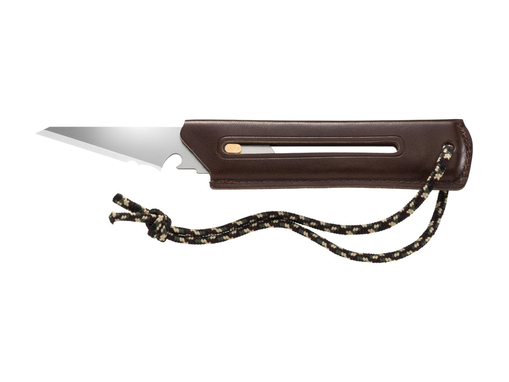 OLFA WORKS Bushcraft Knife with Replaceable Blades, BK1 Leather, OW-BK1L-DBR, Color: Dark Brown